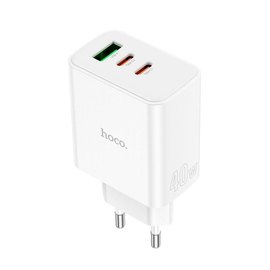 Зарядное устройство Hoco Pure power three-port C126A 1USB/2Type-C, 40W/3A, PD/QC White (000009985)