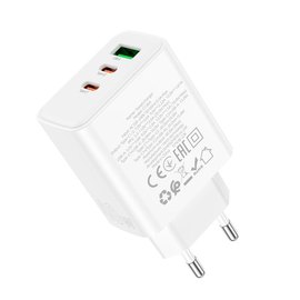Зарядное устройство Hoco Pure power three-port C126A 1USB/2Type-C, 40W/3A, PD/QC White (000009985), изображение 5