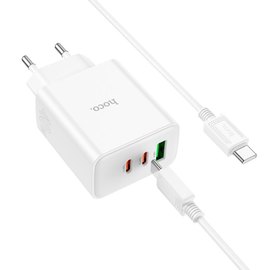 Зарядний пристрій Hoco Type-C to Type-C cable Pure power three-port C126A 1USB/2Type-C, 40W/3A, PD/QC White (000009987), зображення 3