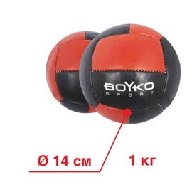 Медицинбол Boyko кожа, красно/черный, 1 кг (bs3040004005)