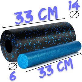 Массажный роллер PowerPlay PP-4348 2 в 1 EPP Foam Roller 33x14 см черно-синий (PP_4348_Blue_(33*14))