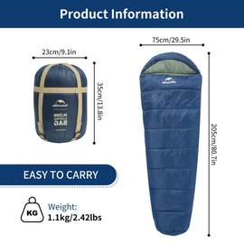 Спальный&nbsp;мешок Naturehike с капюшоном MJ300 CNK2300SD014 темно-синий (6976023923081), изображение 3
