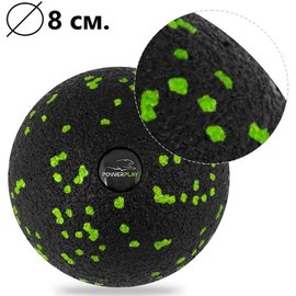 Массажный мяч PowerPlay PP-4350 Epp Massage Ball 8 см черно-зеленый (PP-4350_Green_d8), Цвет массажёра : Чёрно-зелёный, Диаметр, мм : 80 мм, изображение 2