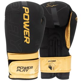 Боксерские перчатки PowerPlay 3024 Ultra Mat Черно-золотые 14 ун (PP_3024_14oz_Bl/Gold), Вес: 14 унций, Цвет: Чёрный/Золотой