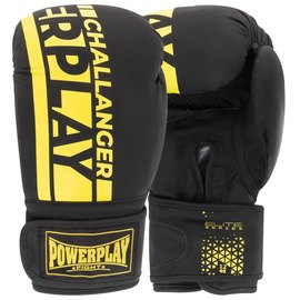 Боксерські рукавички PowerPlay 3086 Matt Challenger Чорно-жовті 10 ун (PP_3086_10oz_Bl/Yellow), Вага: 10 унцій, Колір: Чорний/Жовтий