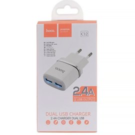 Зарядное устройство Hoco C12 2USB, 2.4А White (000000108), Цвет: White, изображение 4