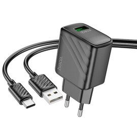 Зарядний пристрій Hoco Type-C cable Rich single Port charger CS21A 1USB, 18W/3A, QC Black (000010321), зображення 2