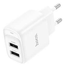 Зарядное устройство Hoco Smart dual-port charger C141A 2USB. 2.1A/10.5W White (000010914), Цвет: White