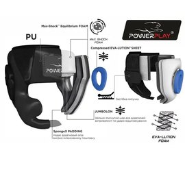 Боксерський шлем PowerPlay 3048 Черно-зеленый S (PP_3048_S_Bl/Green), Размер: S, изображение 5