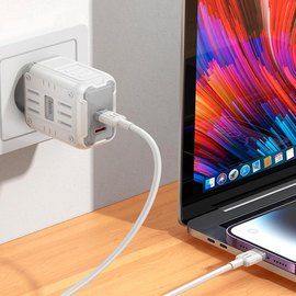 Зарядний пристрій Hoco Rock Charger C137A 2Type-C, 45W/3A, PD/QC White (000010912), зображення 3
