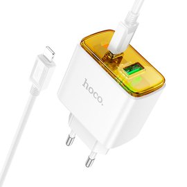 Зарядное устройство Hoco Smart charger Type-C to Lightning Cable set CS42A 1Type-C/1USB, 30W/3A, PD/QC White (000010807), Цвет: White