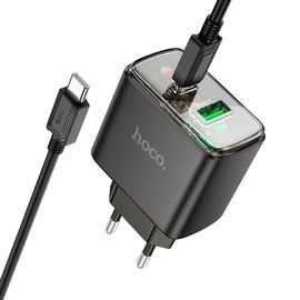 Зарядний пристрій Hoco Smart Charger Type-C to Type-C Cable set CS42A 1Type-C/1USB, 30W/3A, PD/QC Black (000010808), Колір: Black
