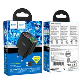 Зарядний пристрій Hoco Smart Charger Type-C to Type-C Cable set CS42A 1Type-C/1USB, 30W/3A, PD/QC Black (000010808), Колір: Black, зображення 4