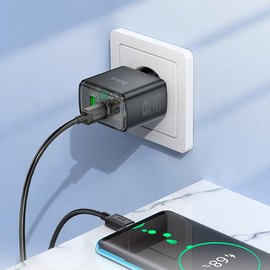 Зарядний пристрій Hoco Smart Charger Type-C to Type-C Cable set CS42A 1Type-C/1USB, 30W/3A, PD/QC Black (000010808), Колір: Black, зображення 3