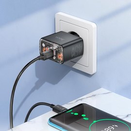 Зарядний пристрій Hoco Smart Charger CS43A 2Type-C, 45W/3A, PD/QC Black (000010810), Колір: Black, зображення 4