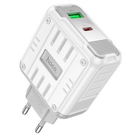 Зарядний пристрій Hoco Rock Charger C138A 1USB/1Type-C, 65W/3A, PD/QC White (000010913)