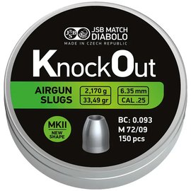 Свинцовые пули JSB KnockOut Slugs 6.35 мм, 2.17 г, 150 шт/уп (546225-150)