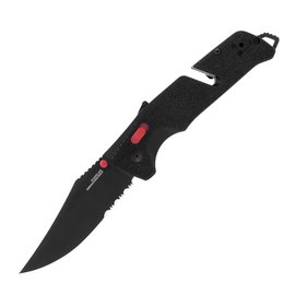 Нож туристический SOG Trident AT (11-12-02-41), Покрытие клинка: Black Titanium Nitride, Цвет : Чёрный/Красный, Тип режущей кромки: Полусеррейтор