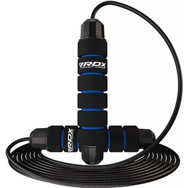 Скакалка скоростная RDX Skipping Rope Steel Coated Cable W1 Blue (SRF-W1U-10.3FT), Цвет: Чёрный/Синий