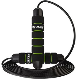 Скакалка скоростная RDX Skipping Rope Steel Coated Cable W1 Green (SRF-W1GN-10.3FT), Цвет: Чёрный/Зелёный