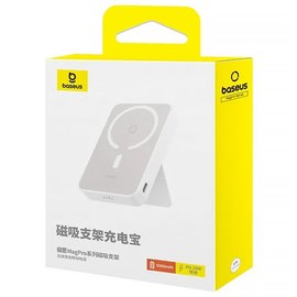Повербанк Baseus Magnetic Bracket Wireless Fast Charge 5000 mAh 20W White (P10064101223-00), Колір: White, зображення 6