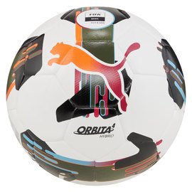Мяч футбольный Puma Orbita 4 HYB (FIFA Basic) белый/черный/болотный size 5 (084326-01)
