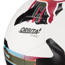 Мяч футбольный Puma Orbita 4 HYB (FIFA Basic) белый/черный/болотный size 5 (084326-01), изображение 2