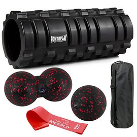 Массажный набор PowerPlay PP_4096 EPP Set 4 in 1 Black (PP_4096_Black), Резинка с уровнем сопротивления: 11 кг, Цвет массажёра : Чёрный