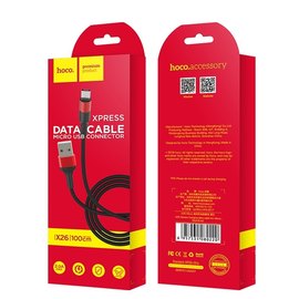 Кабель Hoco Micro USB Xpress X26 1m Black/Red (000000291), Цвет: Black/Red, изображение 3