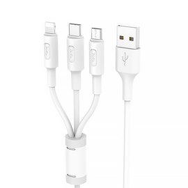 Кабель Hoco Combo Micro USB + Lightning + Type-C X25 1m, 2A White (000002330)