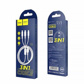 Кабель Hoco Combo Micro USB + Lightning + Type-C X25 1m, 2A White (000002330), изображение 4
