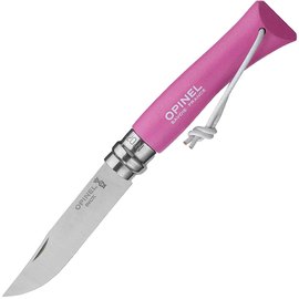 Ніж туристичний Opinel №7 Inox Trekking рожевий (001791), Колір: Рожевий, Марка сталі: Sandvik 12C27, Матеріал рукояті: Граб