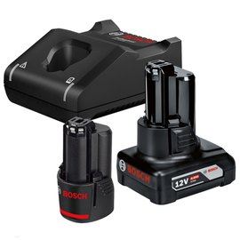 Набор Bosch Professional 2 аккумулятора GBA 12 V 2.0 Ah + GBA 12 V 4.0 Ah, зарядное устройство GAL 12V-40 (1600A01NC9)
