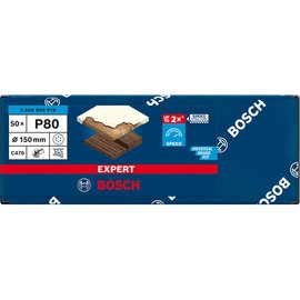 Шлифовальная бумага Bosch Expert C470 с 6 отверстиями для эксцентриковых шлифмашин, 150 мм, G 80, 50 шт/уп (2608900919), изображение 2