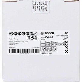 Фибровый шлифовальный круг Bosch Best For Metal X-LOCK PRO R574, 125 мм, G 80, для угловых шлифмашин (болгарок) (2608619162), изображение 2