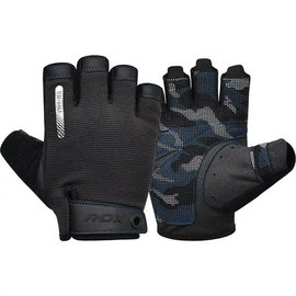 Перчатки для фитнеса RDX T2 Half Blue XL (WGA-T2HU-XL), Размер: XL, Цвет: Чёрный/Синий