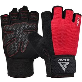 Перчатки для зала RDX W1 Half Red Plus L (WGA-W1HR-L+), Размер: L, Цвет: Чёрный/Красный