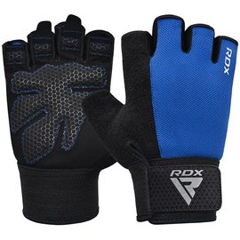 Перчатки для зала RDX W1 Half Blue Plus S (WGA-W1HU-S+), Размер: S, Цвет: Чёрный/Синий
