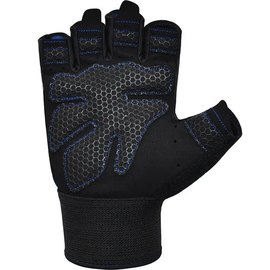 Перчатки для зала RDX W1 Half Blue Plus M (WGA-W1HU-M+), Размер: M, Цвет: Чёрный/Синий, изображение 4