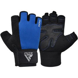 Перчатки для зала RDX W1 Half Blue Plus M (WGA-W1HU-M+), Размер: M, Цвет: Чёрный/Синий, изображение 2