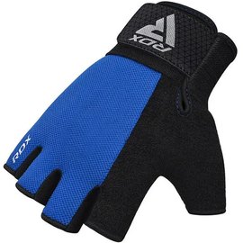 Перчатки для зала RDX W1 Half Blue Plus L (WGA-W1HU-L+), Размер: L, Цвет: Чёрный/Синий, изображение 3
