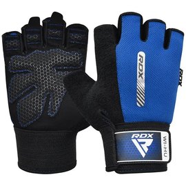 Перчатки для зала RDX W1 Half Blue M (WGA-W1HU-M), Размер: M, Цвет: Чёрный/Синий