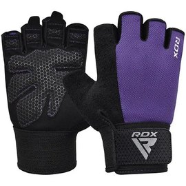 Перчатки для зала RDX W1 Half Purple Plus M (WGA-W1HPR-M+), Размер: M, Цвет: Чёрный/Фиолетовый