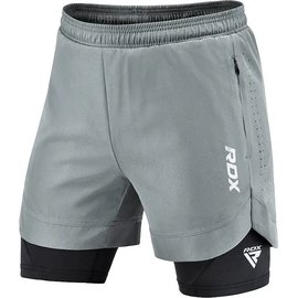 Шорты MMA компрессионные RDX T16 2 в 1 Grey/Black S (MSC-T16GB-S), Цвет: Серый, Размер: S