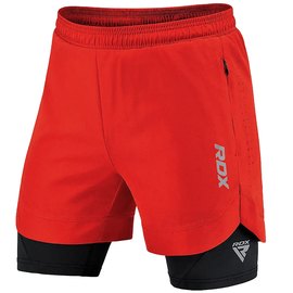 Шорты MMA компрессионные RDX T16 2 в 1 Red/Black M (MSC-T16RB-M), Цвет: Красный, Размер: M