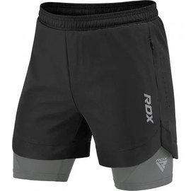 Шорты MMA компрессионные RDX T16 2 в 1 Black/Grey L (MSC-T16BG-L), Цвет: Чёрный, Размер: L