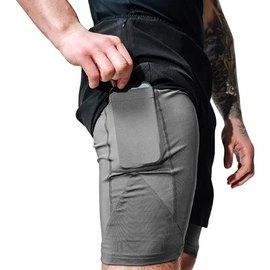 Шорты MMA компрессионные RDX T16 2 в 1 Black/Grey L (MSC-T16BG-L), Цвет: Чёрный, Размер: L, изображение 3