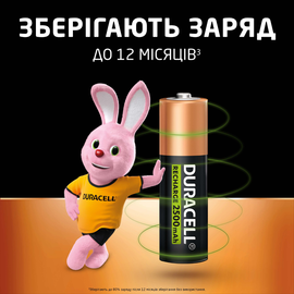 Аккумуляторная батарейка Duracell AA 2500 mAh 1х4 шт (6486621), изображение 4
