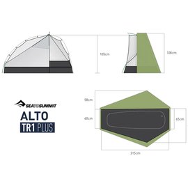 Палатка Sea to Summit Alto TR1 Plus, Fabric Inner, Sil/PeU, Green (STS ATS2039-02160402), изображение 6