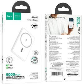 Повербанк HOCO J140A Tony PD20W ultra-thin magnetic 5000 mAh White (6942007640633), изображение 4